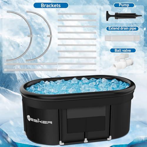 Yesker 110 Gal Oval Ice Bath Tub with Air Ring, Portable Multi-Layered Cold Plunge Tub with Lid for Athletes, Foldable and Inflatable, One Person Hot Bathtub at Gym, Yard, Home, Ou thumbnail 6