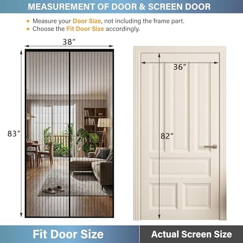 Door Net Screen with Magnet, Fits 36" x 82" Doors, 36 Magnets Auto Close