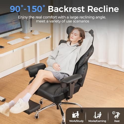 GTPLAYER Big and Tall Gaming Chair 400lbs Heavy Duty Office Chair with Foot Rest & Ergonomic Pocket Spring Lumbar Support, High Back 3D Saddle Shaped Cushion for Back Pain Relief,  thumbnail 7