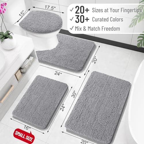Miniatura de Tapete de Baño OLANLY 30x20 de Chenilla Extra Suave y Absorbente 2