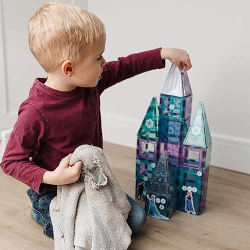 Tytan Toys Disney Frozen Magnetic Tiles Princess Castle - 68-Piece STEAM Building Set with Glitter Tiles & Elsa, Anna, Olaf Stickers - Educational Frozen Toys for Girls Age 3-4+ thumbnail 16