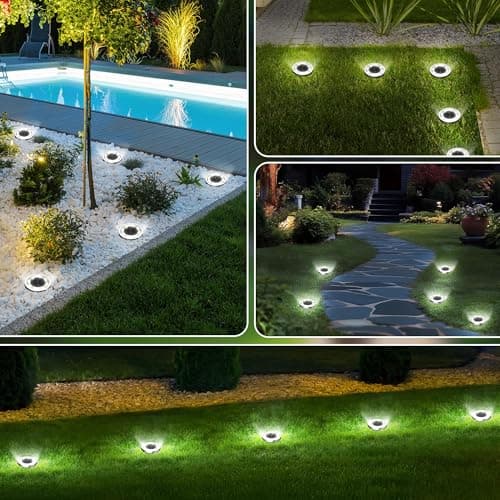 INCX Solar Ground Lights,16 Pack Solar Lights Outdoor Waterproof, Solar Garden Lights Landscape Lighting for Patio Pathway Lawn Yard Deck Driveway Walkway, Cold White thumbnail 5