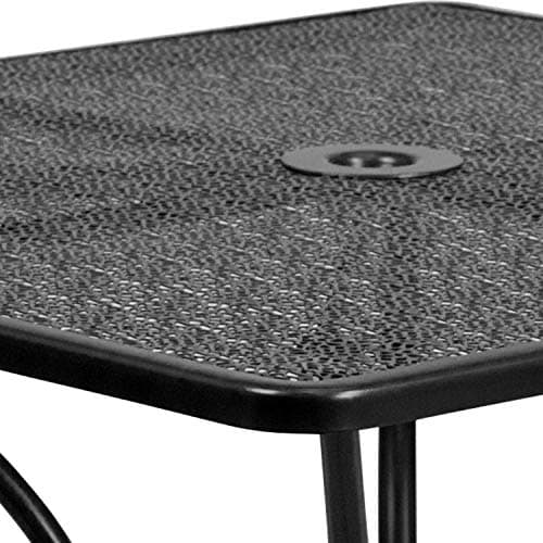 Flash Furniture Oia 5-Piece Commercial Grade Steel Patio Table and Chairs Set, Outdoor Dining Set with Square Table and 4 Round Back Chairs, Black thumbnail 6