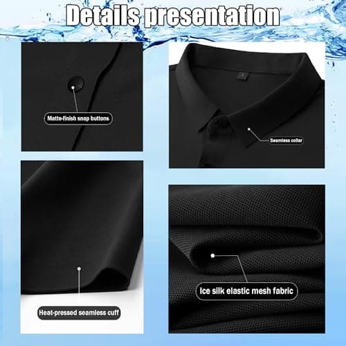 Polo Shirts for Men: Quick Dry Moisture Wicking High Elasticity Convenient Slim Fit Polo Runs Small Black thumbnail 7