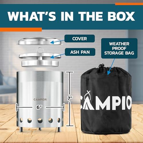 Miniatura de Estufa Fogata Portátil Campior Sin Humo de Acero Inoxidable 2
