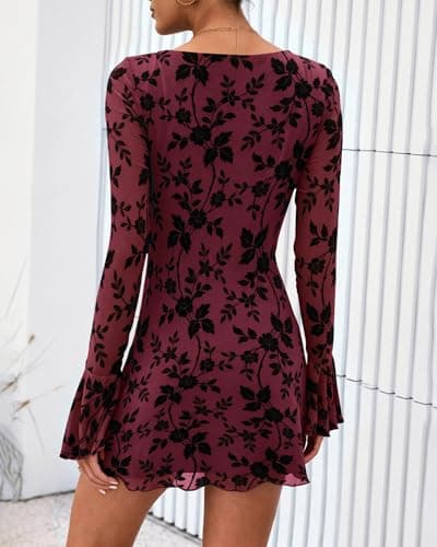 Miniatura de Mini Vestido Floral BTFBM para Invitada de Boda Otoño 2026 3