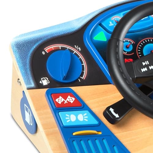 Melissa & Doug Vroom & Zoom, Interactive Wooden Dashboard, Racing Car Steering Wheel Toy, Lights & Sounds, Preschool Learning Toys for Girls & Boys 3+ - FSC Certified thumbnail 9