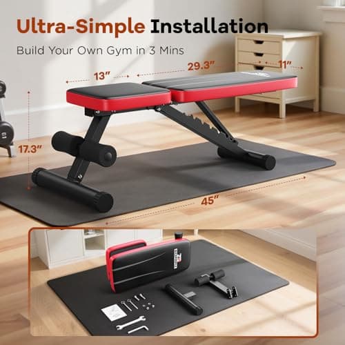 Banco de Pesas Ajustable NICEPEOPLE para Gimnasio en Casa - 660 LBS, Plegable y Versátil
