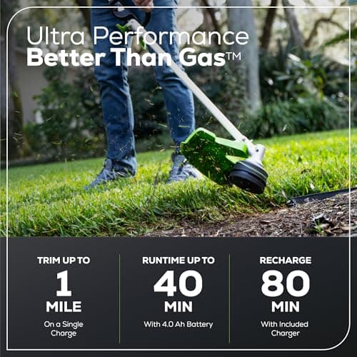 Desbrozadora inalámbrica Greenworks 60V de 16 pulgadas con batería de 4.0 Ah