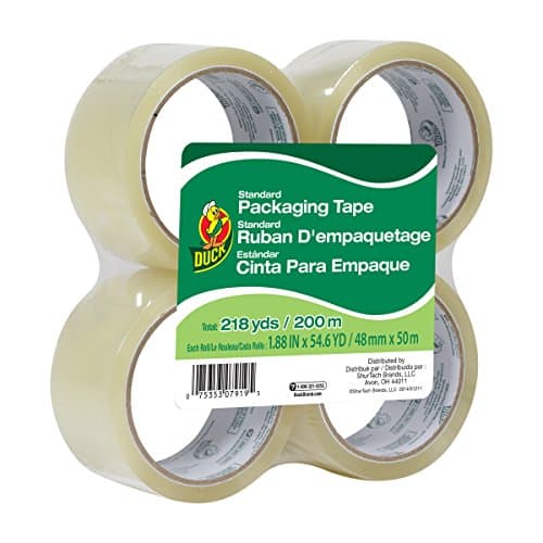Paquete de 4 rollos de cinta de embalaje Duck Brand, 1.88 pulg x 55 yardas