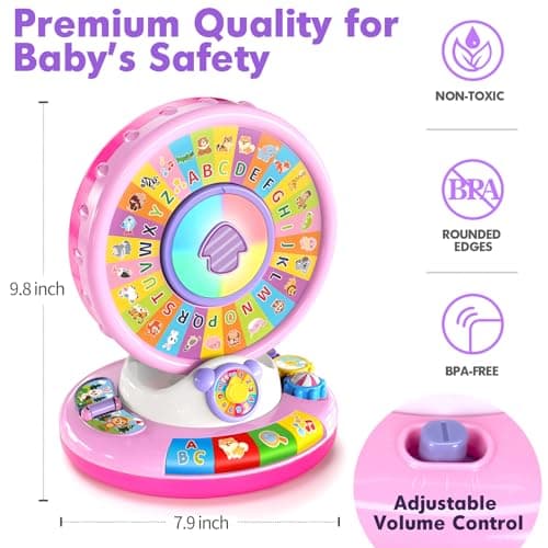 Toys for 1 2 3 Years Old Boys Girls, Musical Spin & Sing Alphabet Zoo with Lights & Sounds, Learning Educational Toys for Toddler 1-3, Christmas Birthday Gifts for Baby Kids Age 6-
