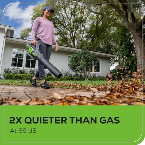 Miniatura de Soplador de Hojas Eléctrico Greenworks 60V, 610 CFM, con Batería de 2.5 Ah y Cargador 5