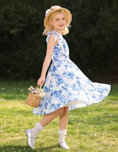 Miniatura de Vestido Floral de Chifón GRACE KARIN para Niñas, Sin Mangas, Veraniego y Versátil 10