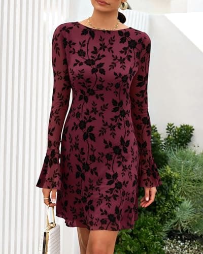 Miniatura de Mini Vestido Floral BTFBM para Invitada de Boda Otoño 2026 6