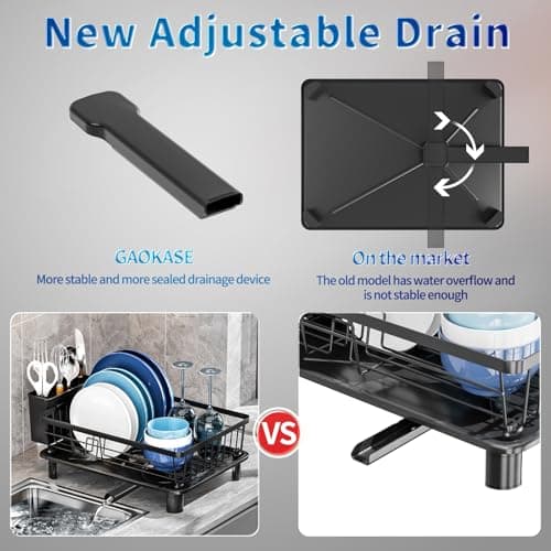 Escurridor de Trastes GAOKASE de Acero Inoxidable para Cocina con Porta Utensilios y Desagüe Eficaz