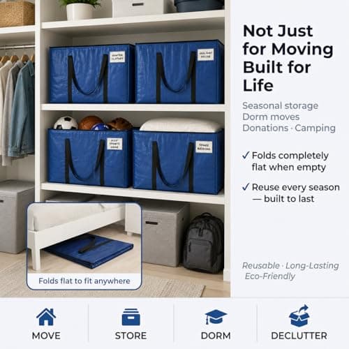 Miniatura de Bolsas de Mudanza o Almacenamiento ClearSpace de Uso Rudo con Tapas, Azules, Paquete de 8 9