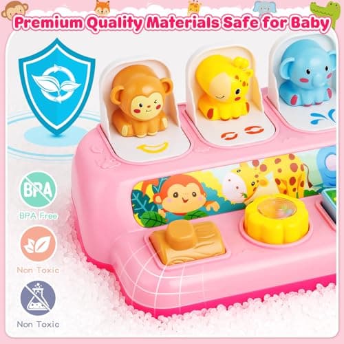 Duchong Toys for 1 Year Old Girls, Interactive Pop Up Toy with Music & Light, Montessori Learning Toys for Infant Baby Toddler 9-12-18 Months, First 1st Birthday Gifts for Girls Bo