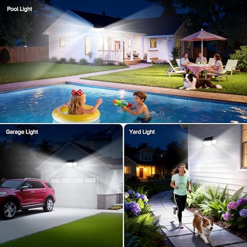 TuyLuxe Solar Flood Lights,4000LM Dual Motion Sensor Outdoor Lights, 2 Pack | 366 LED 300° Solar Motion Lights Outdoor, Large Solar Panel, 3500mAh, IP65 Waterproof Outside Security for Yard Patio Gara