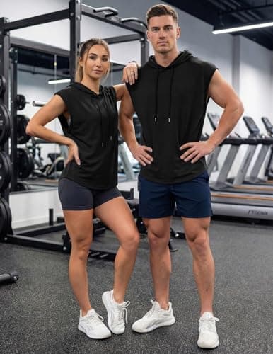 JMIERR Men's Sleeveless Drawstring Hooded Tank Tops Muscle T-Shirt - Casual Spring Summer Fitted Cotton Hoodies Sweatshirts Tee Shirt for Gym Workout Daily Wear, M, Black thumbnail 7