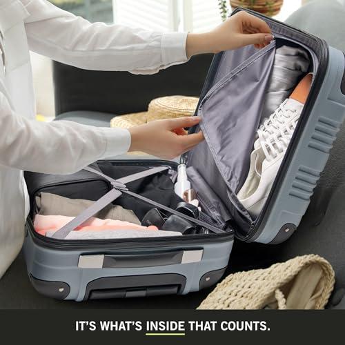 Kenneth Cole REACTION Out of Bounds Lightweight Hardshell 4-Wheel Spinner Luggage, Granite Blue, 3-Piece Set (20", 24", & 28") thumbnail 5