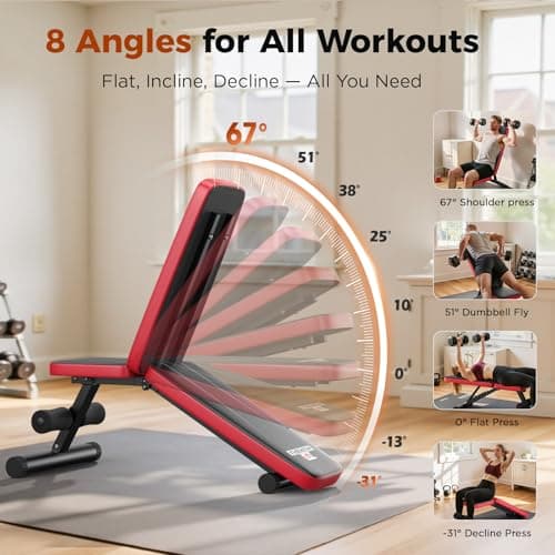 Banco de Pesas Ajustable NICEPEOPLE para Gimnasio en Casa - 660 LBS, Plegable y Versátil