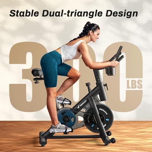 Merach Exercise Bike, Magnetic Friction Stationary Bike with Brake Pad and Exclusive App, Low Noise Indoor Cycling Bike with 300lbs Weight Capacity, Tablet Mount and Fitness Course thumbnail 5