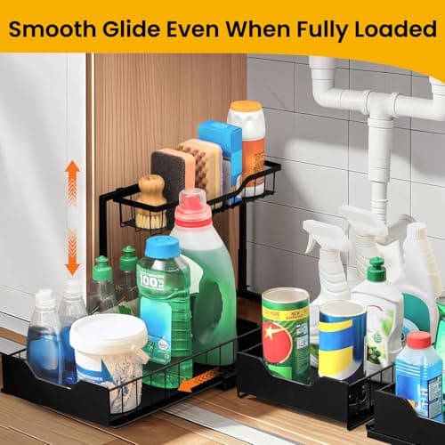 Miniatura de Snuvid 3 Pack: Organizador Metálico Bajo Fregadero de 2 Niveles con Cajón Extraíble 4