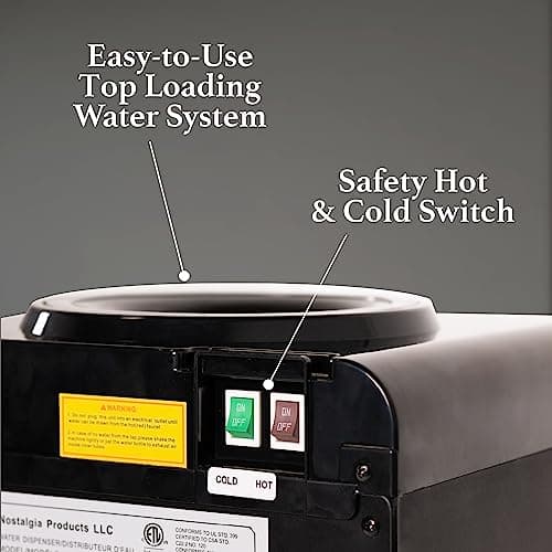 Igloo Top Loading Water Cooler with Removable Tray & Energy-Saving Features - Water Tower with Hot, Cold Temperature Settings- Water Dispenser Fits 3 & 5-Gallon Jugs with Child Saf