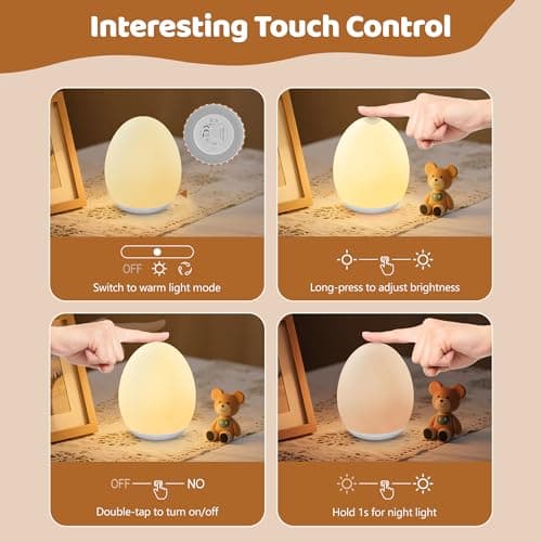 MediAcous Night Light for Kids, 7 Colors Changing Egg Light for Nursery thumbnail 6