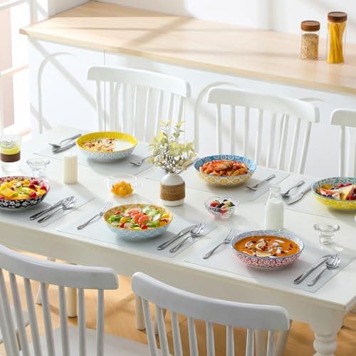 Set de 6 Platos Hondos vancasso 8.5" para Pasta/Ensalada, Porcelana Floral, 40 oz