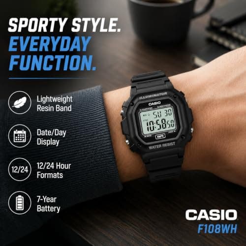 Casio Men's F108WH Illuminator Collection Black Resin Strap Digital Watch thumbnail 4