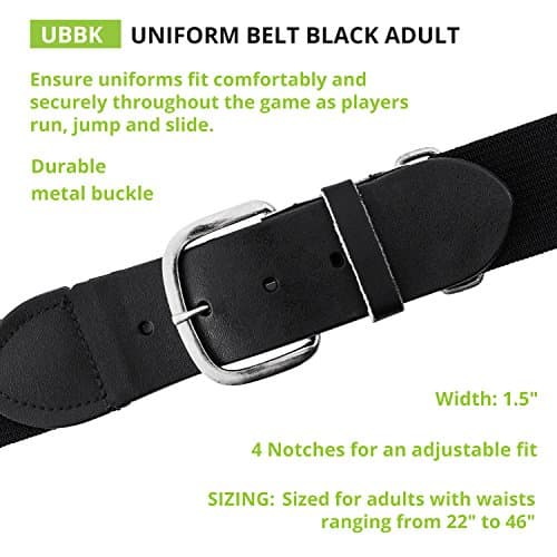 Champion Sports Baseball/Softball Uniform Belt - Comfort Nylon Stretch Fit Uniform Belt - Durable Leather Tab - Adult "22-46 Inches" - Black thumbnail 2