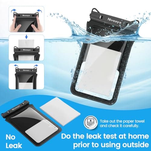 Niveaya Double Space Waterproof Phone Pouch - 2 Pack, Waterproof Phone Lanyard Case with iPhone 17/16/15/14/13 Pro Max up to 8.3", Phone Dry Bags for Vacation Beach Pool Kayak Cruise Travel Essentials thumbnail 9