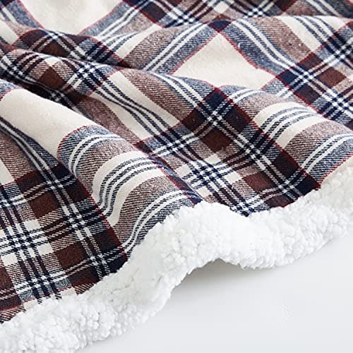 Miniatura de Eddie Bauer - Blanket, Soft Reversible Sherpa & Brushed Fleece Bedding, Perfect for Lounging, Dorm Essentials (Edgewood Plaid Khaki) 4