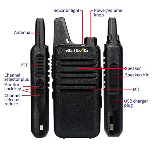 Retevis RT22 Walkie Talkies for Adults, Two Way Radios Long Range Rechargeable, VOX Handsfree, Mini Compact Walkie Talkie with USB Charger, for School Church Restaurant (6 Pack) thumbnail 8