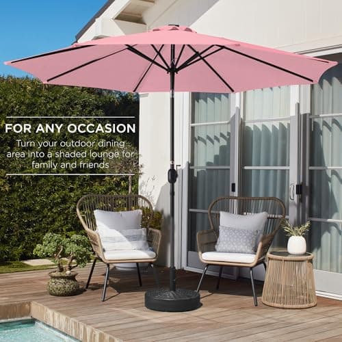 Best Choice Products 10ft Outdoor Patio Umbrella, Outdoor Table Umbrella, Yard Umbrella, Market Umbrella with 8 Sturdy Ribs, Push Button, Tilt and Crank - Carnation thumbnail 3