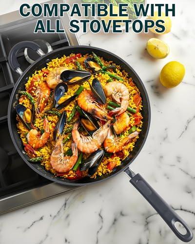 Wok Antiadherente Cook N Home Anodizado Duro 12'' con Tapa