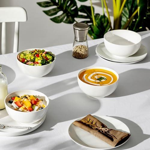 MALACASA 26 Oz Porcelain Soup Bowls Set of 4, White Ceramic Bowls for Kitchen, Cereal Bowl for Oatmeal, Fruit, Salad, Ramen and Rice Bowl -Dishwasher & Microwave Safe Bowls thumbnail 7