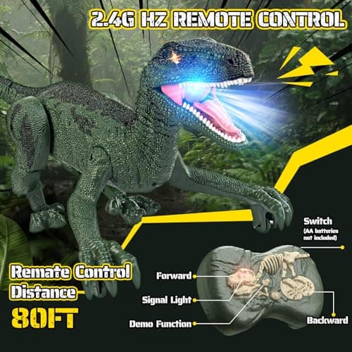 Rcfunkid Dinosaur Toys for Kids, 2.4GHz Remote Control Dinosaur with Walking, Realistic Sounds, Demo Mode, Rechargeable Jurassic Toys for 3-5, 5-7, 8-12, Birthdays, Parties, Christ thumbnail 4