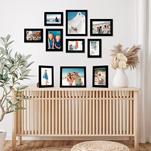 Americanflat Set of 10 Picture Frames with Shatter-Resistant Glass - Gallery Wall Frame Set with Two 8x10, Four 5x7 and Four 4x6 Frames - Signature Collection - Black thumbnail 4