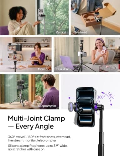 LISEN 67" Selfie Stick Tripod with Remote for Content Creators thumbnail 6