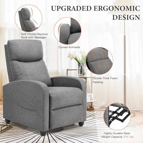 Sillón Reclinable Masajeador Sweetcrispy Ajustable con Soporte Lumbar, Compacto, Gris Oscuro