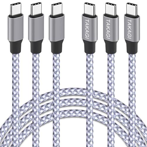 USB C to USB C Cable,Type C Charger Fast Charging Cable 60W 3ft 3Pack Nylon Braided Data Sync USB C Cable for iPhone 17 16 15 Pro Max,Plus/iPad Mini 6,Pro 12.9/MacBook Pro/Air 4/5/