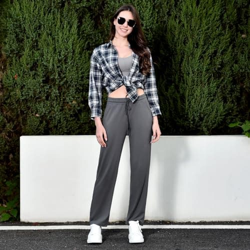 Pants Deportivos Anchos Walifrey para Mujer con Bolsillos Negro M