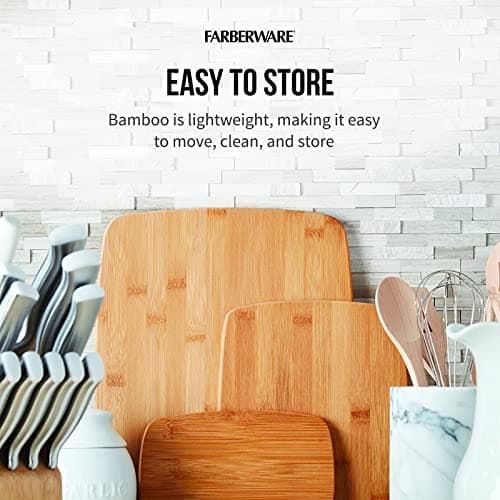 Farberware Bamboo Cutting Board Set of 3, Reversible Cutting Boards for Kitchen - Large 11x14, Medium 8x10, Small 8x5 Inch - Charcuterie Board, Cheese Board, Bread Board thumbnail 7
