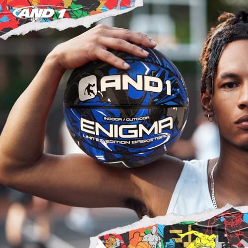 AND1 Enigma 27.5 Basketball: Rubber Streetball for Indoor and Outdoor Use, Deep Channel Construction and Durability, Includes 10” Pump thumbnail 5