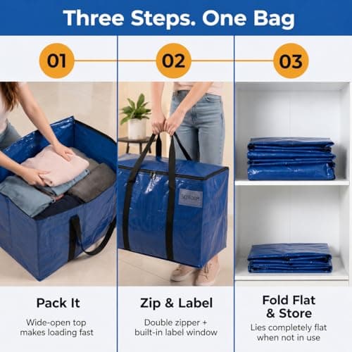 Miniatura de Bolsas de Mudanza o Almacenamiento ClearSpace de Uso Rudo con Tapas, Azules, Paquete de 8 5