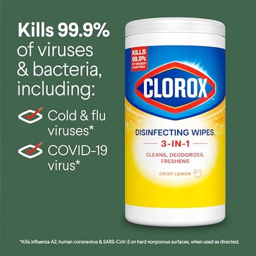 Clorox Disinfecting Wipes for Allergy Season, Bleach-Free, Multi-Surface Cleaner, Antibacterial, Fresh Scent & Crisp Lemon, 75 Count Each, Pack of 3 thumbnail 7