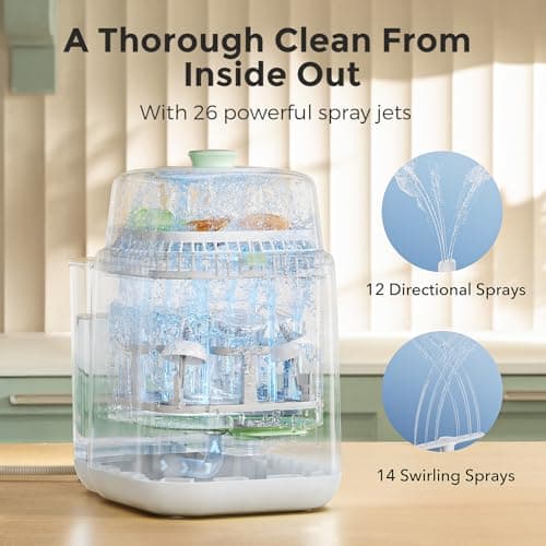 Momcozy KleanPal Pro Baby Bottle Washer, Sterilizer & Dryer - All-in-One Cleaning Machine for Bottles, Pump Parts & Baby Essentials - Time-Saving & Effortless Care thumbnail 3