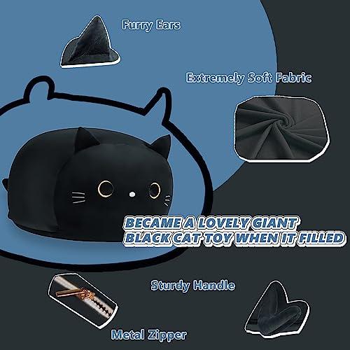 Miniatura de Funda Organizadora de Peluches para Niños | Sillón Puff Gato Negro Grande Sin Relleno 3